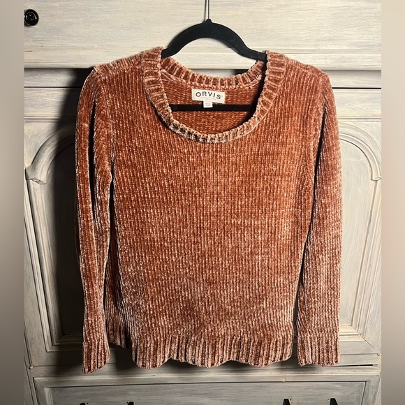 Orvis Terracotta Chenille Chunky Knit Crewneck Sweater Cozy - Picture 1 of 7